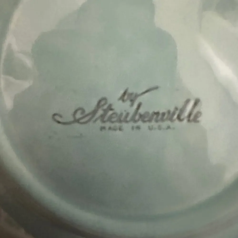Vintage 1950 Steubenville Fairlane Tea Cup Blue Replacement Saucers Set/4 Marked